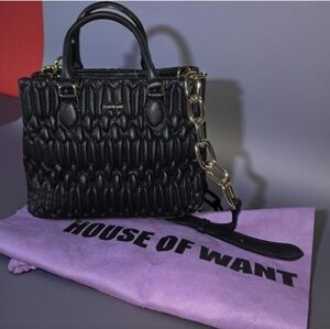 House of Want Black Quilted Shoulder Bag NWOT